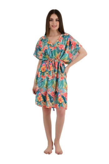 FEATHER DRAPЕ WOMEN RAYON PRINTED BEACH COVER UP